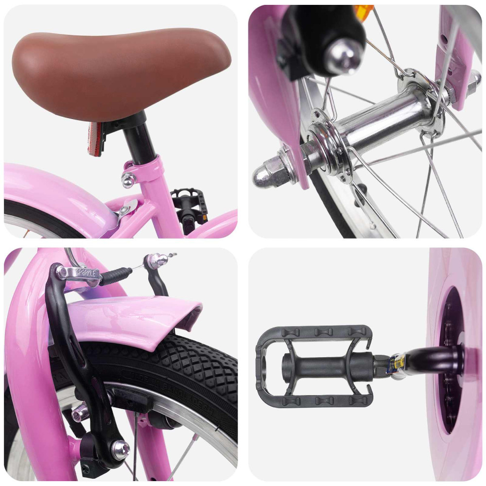 Produktbild för Barncykel 16 Tum för 4-6 år gamla Ljusrosa
