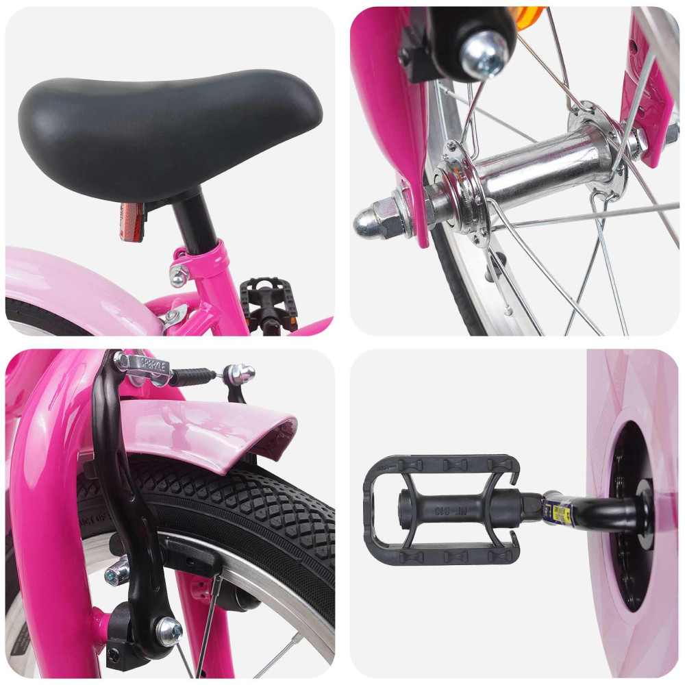 Produktbild för Barncykel 14 Tum från 3-5 år gammal Mörkrosa