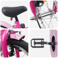 Produktbild för Barncykel 14 Tum från 3-5 år gammal Mörkrosa