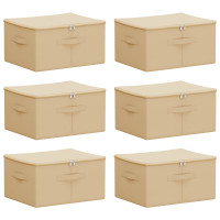 Produktbild för Förvaringslåda 6 pcs Gräddvit 50 x 30 x 25 cm Non-woven tyg