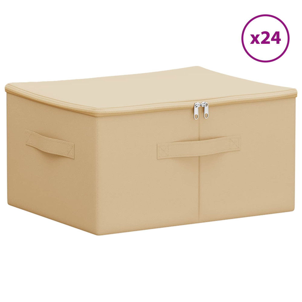 Produktbild för Förvaringslåda 24 pcs Gräddvit 50 x 30 x 25 cm Non-woven tyg