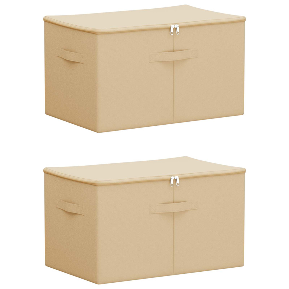 Produktbild för Förvaringslåda 2 pcs Gräddvit 55 x 35 x 32 cm Non-woven tyg