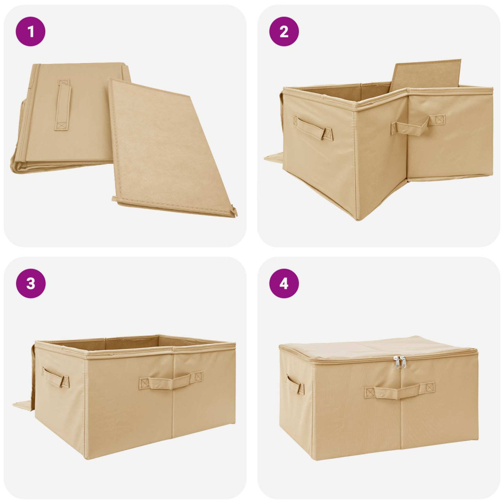 Produktbild för Förvaringslåda 2 pcs Gräddvit 55 x 35 x 32 cm Non-woven tyg