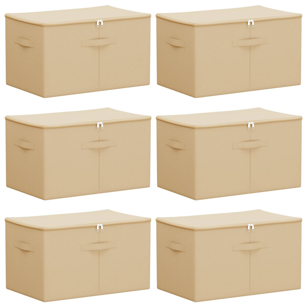 Produktbild för Förvaringslåda 6 pcs Gräddvit 55 x 35 x 32 cm Non-woven tyg