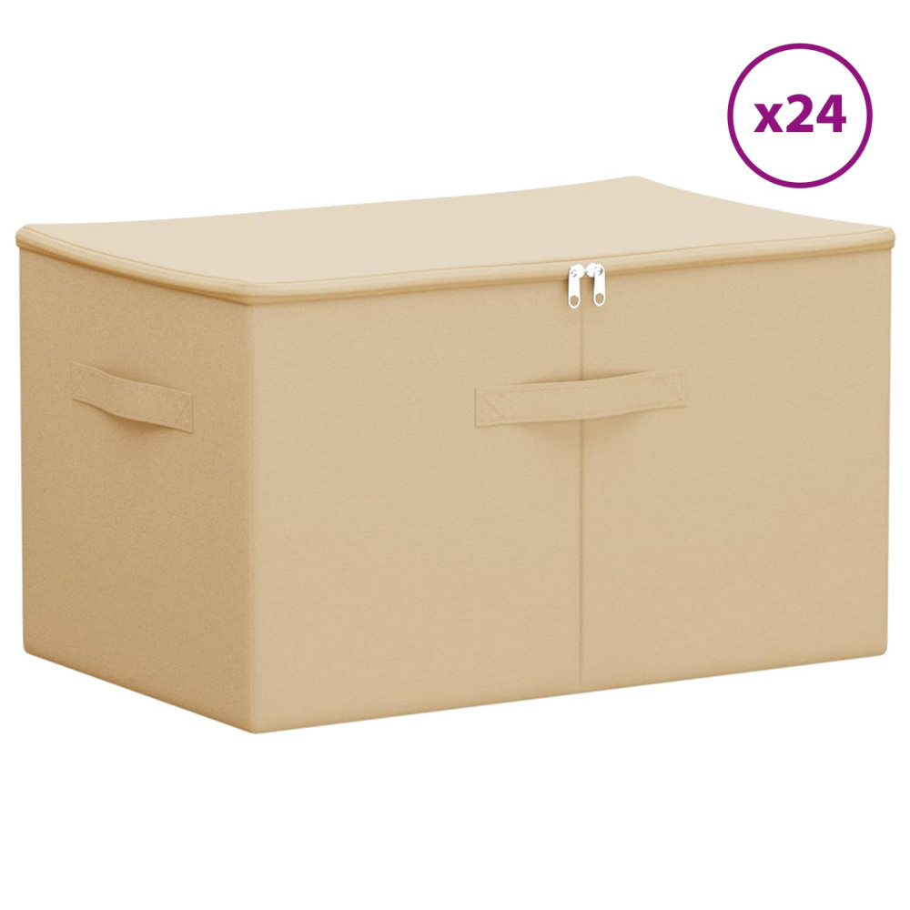 Produktbild för Förvaringslåda 24 pcs Gräddvit 55 x 35 x 32 cm Non-woven tyg
