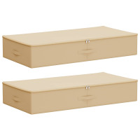 Produktbild för Förvaringslåda 2 pcs Gräddvit 100 x 50 x 18 cm Non-woven tyg