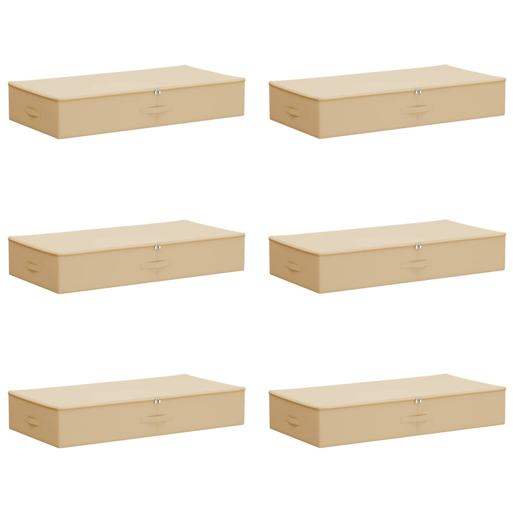 Produktbild för Förvaringslåda 6 pcs Gräddvit 100 x 50 x 18 cm Non-woven tyg