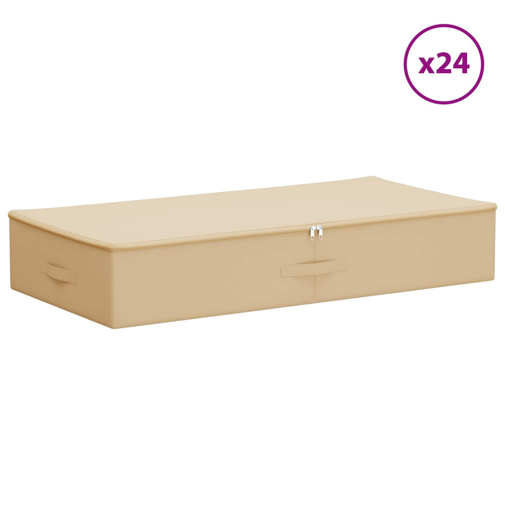 Produktbild för Förvaringslåda 24 pcs Gräddvit 100 x 50 x 18 cm Non-woven tyg
