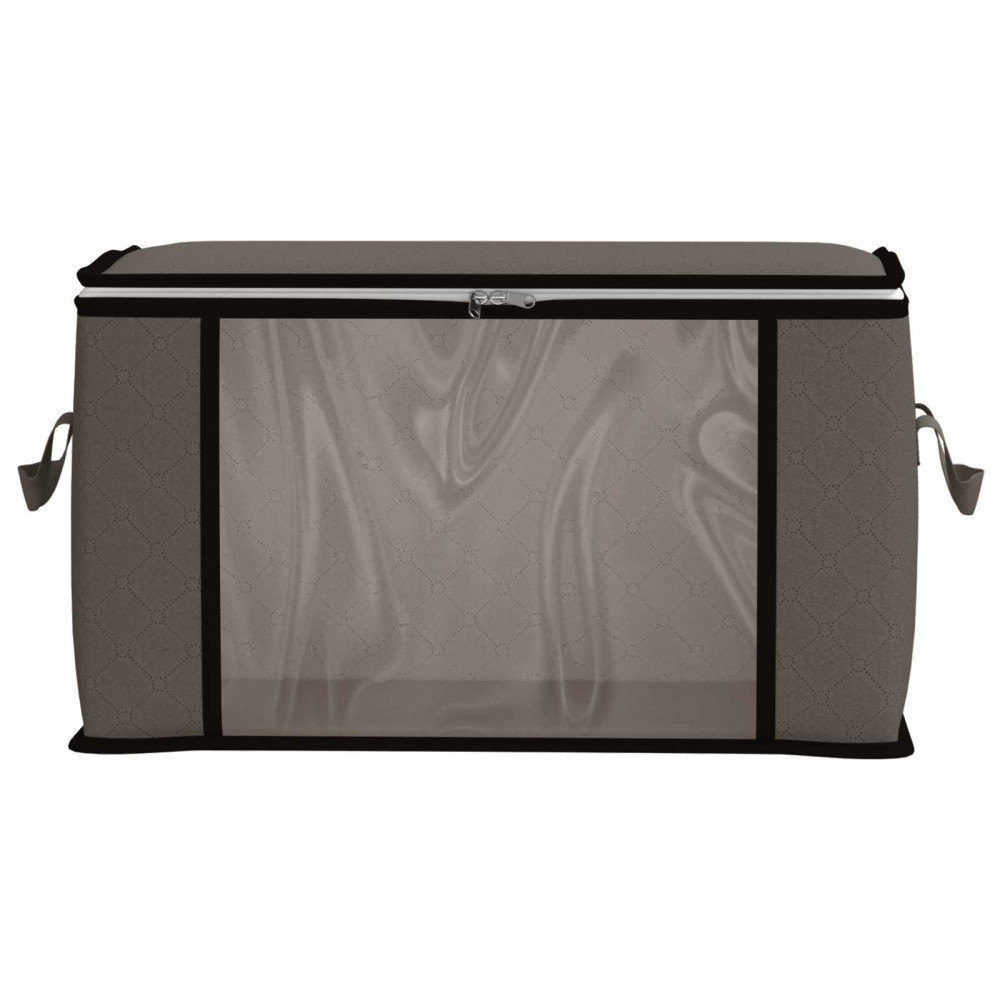 Produktbild för Förvaringslåda med transparent sidofönster Grå 43 x 34 x 23 cm