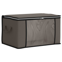 Produktbild för Förvaringslåda med transparent sidofönster Grå 55 x 35 x 32 cm