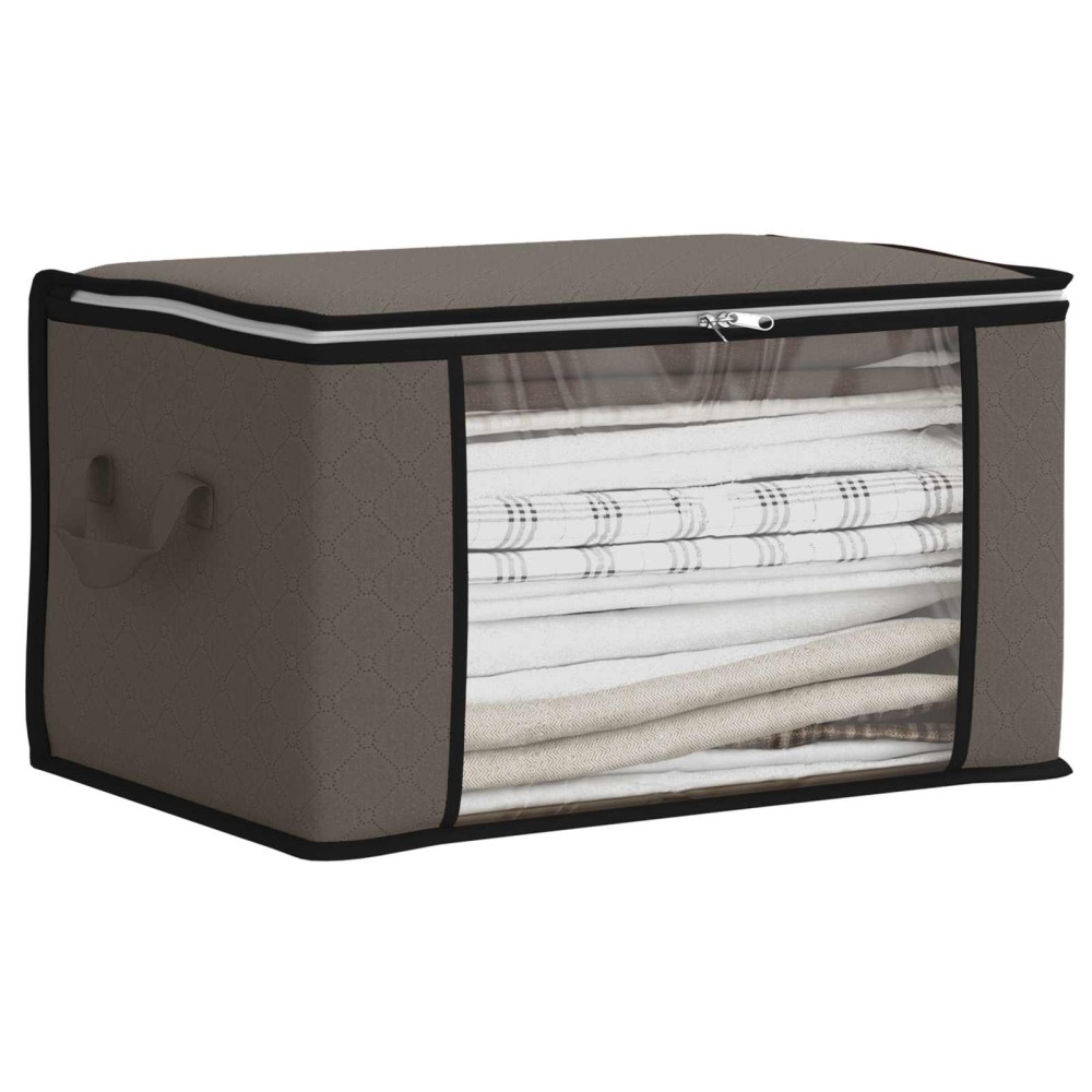 Produktbild för Förvaringslåda med transparent sidofönster Grå 55 x 35 x 32 cm