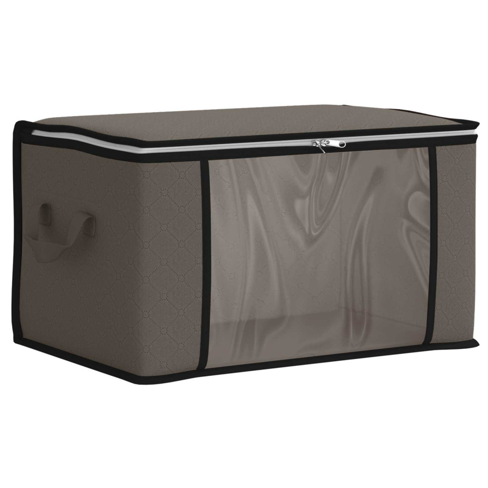 Produktbild för Förvaringslåda med transparent sidofönster Grå 60 x 43 x 35 cm