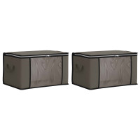 Produktbild för Förvaringslåda med transparent sidofönster 2 pcs Grå