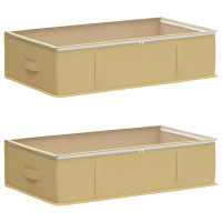 Produktbild för Förvaringslåda med transparent toppfönster 2 pcs Gräddvit