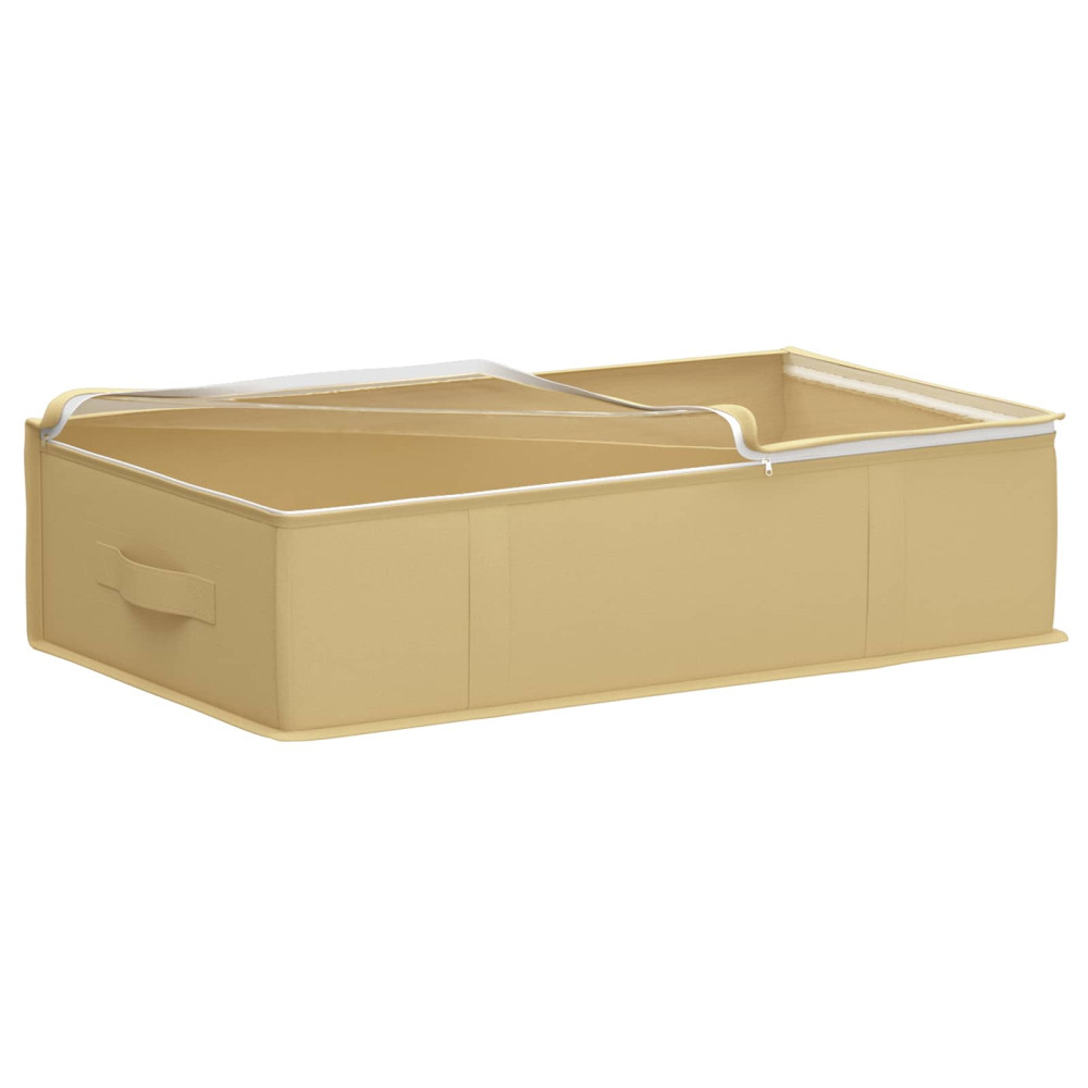 Produktbild för Förvaringslåda med transparent toppfönster 2 pcs Gräddvit