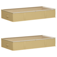 Produktbild för Förvaringslåda med transparent toppfönster 2 pcs Gräddvit