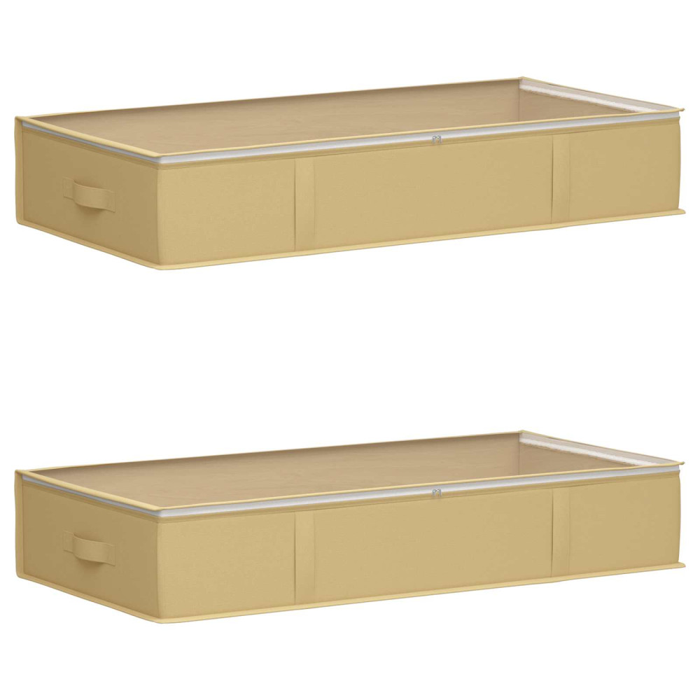Produktbild för Förvaringslåda med transparent toppfönster 2 pcs Gräddvit