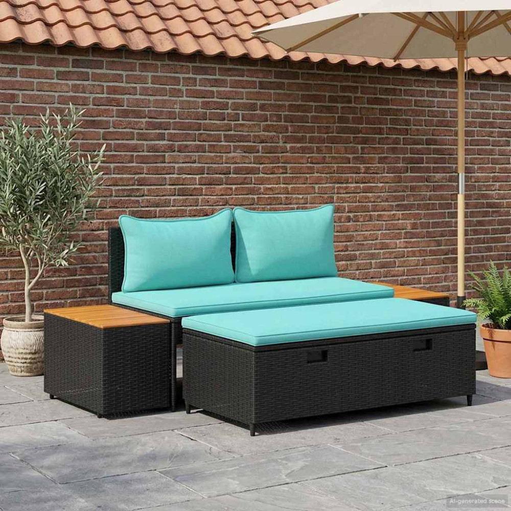 Produktbild för Utomhussoffset 4 -Seater 4 pcs 55 x 30 x 39 cm