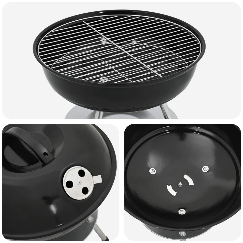Produktbild för Kolgrill Svart 36,5 x 36,5 x 40 cm