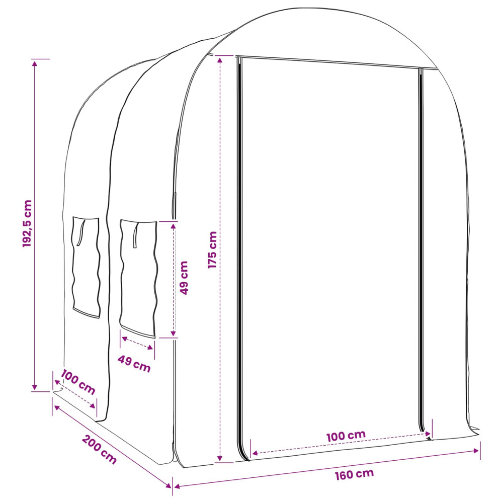 Produktbild för Växthus med ram 160 x 200 x 192,5 cm PVC Transparent