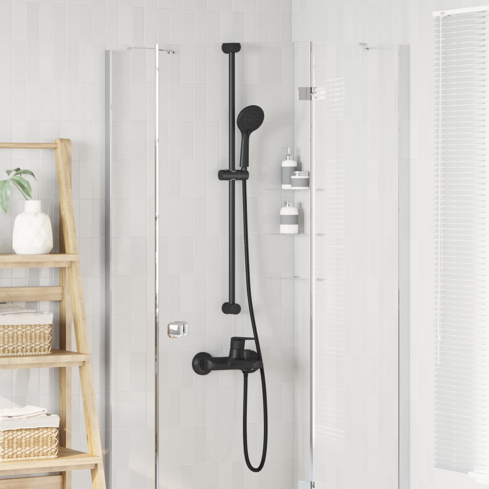Produktbild för Duschhuvud Set Svart 150 cm Rostfritt stål