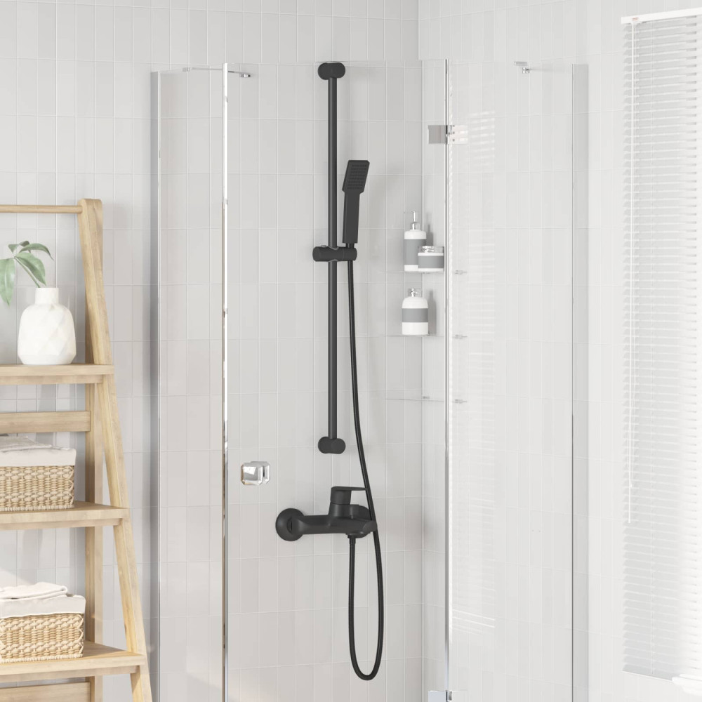 Produktbild för Duschhuvud Set Svart 150 cm Rostfritt stål