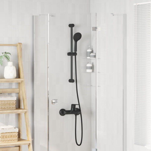 vidaXL Duschsystemset Svart 70 cm Rostfritt stål