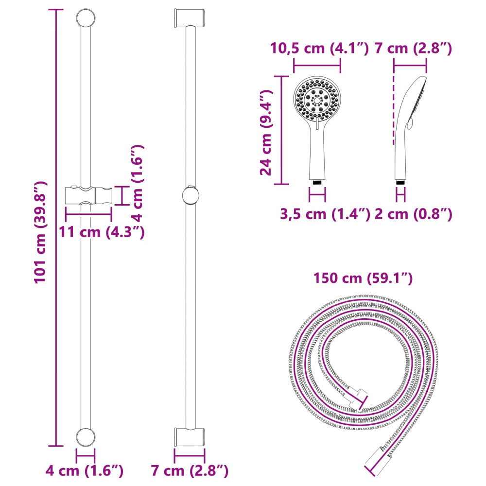 Produktbild för Duschsystemset Krom 100 cm Rostfritt stål