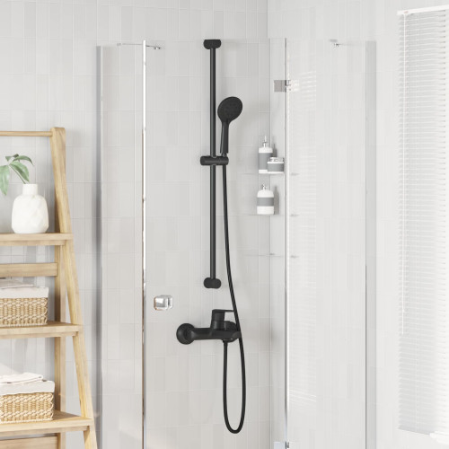 vidaXL Duschsystemset Svart 100 cm Rostfritt stål