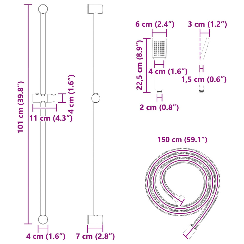 Produktbild för Duschsystemset Krom 100 cm Rostfritt stål