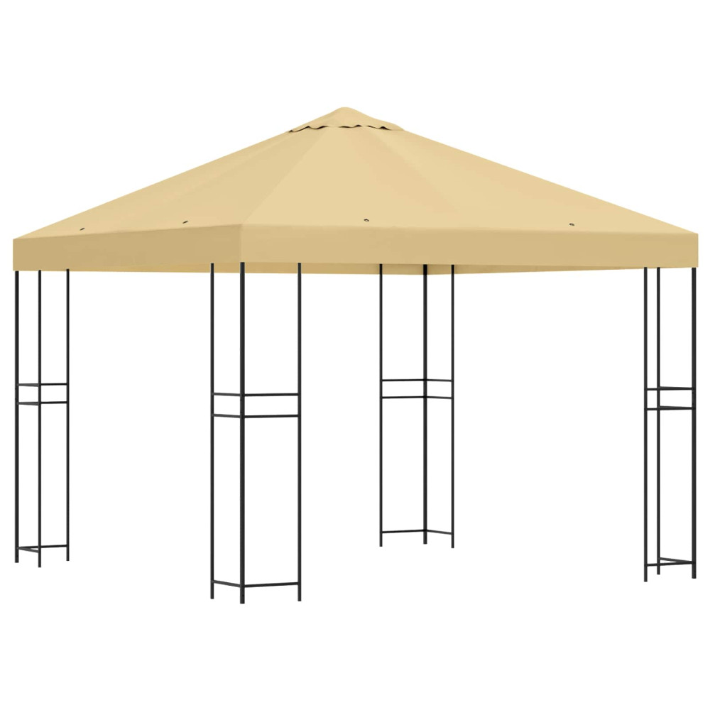 Produktbild för Paviljong 3 x 3 m Gräddvit Polyester och Stål 190 gsm