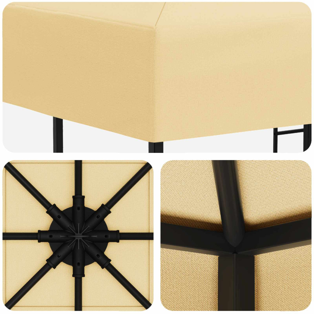 Produktbild för Paviljong 3 x 3 m Gräddvit Polyester och Stål 190 gsm