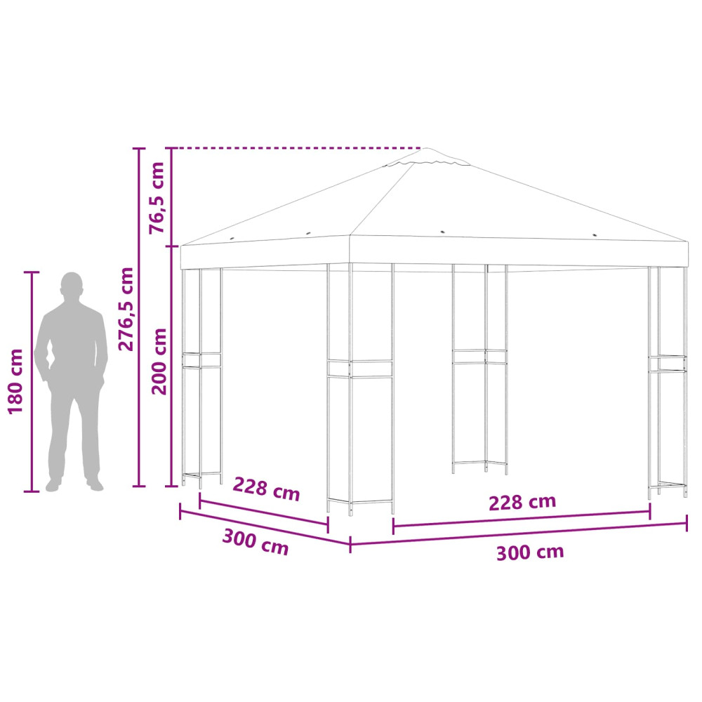 Produktbild för Paviljong 3 x 3 m Blå Polyester och Stål 190 gsm