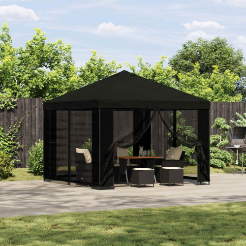 vidaXL Paviljong 3 x 3 m Svart Polyester och Stål 190 gsm