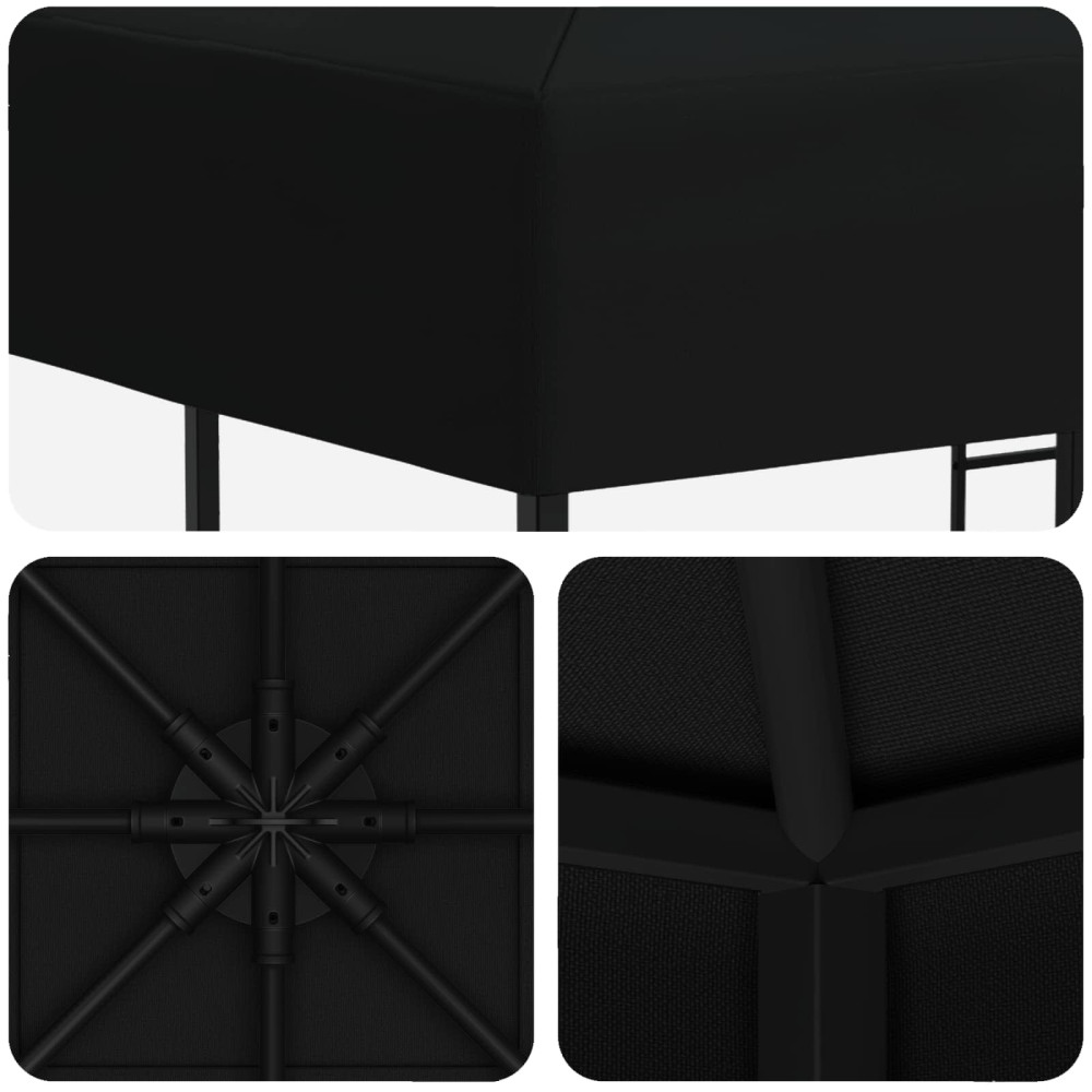 Produktbild för Paviljong 3 x 3 m Svart Polyester och Stål 190 gsm