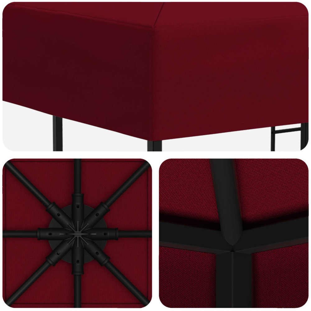 Produktbild för Paviljong 3 x 3 m Vinröd Polyester och Stål 190 gsm