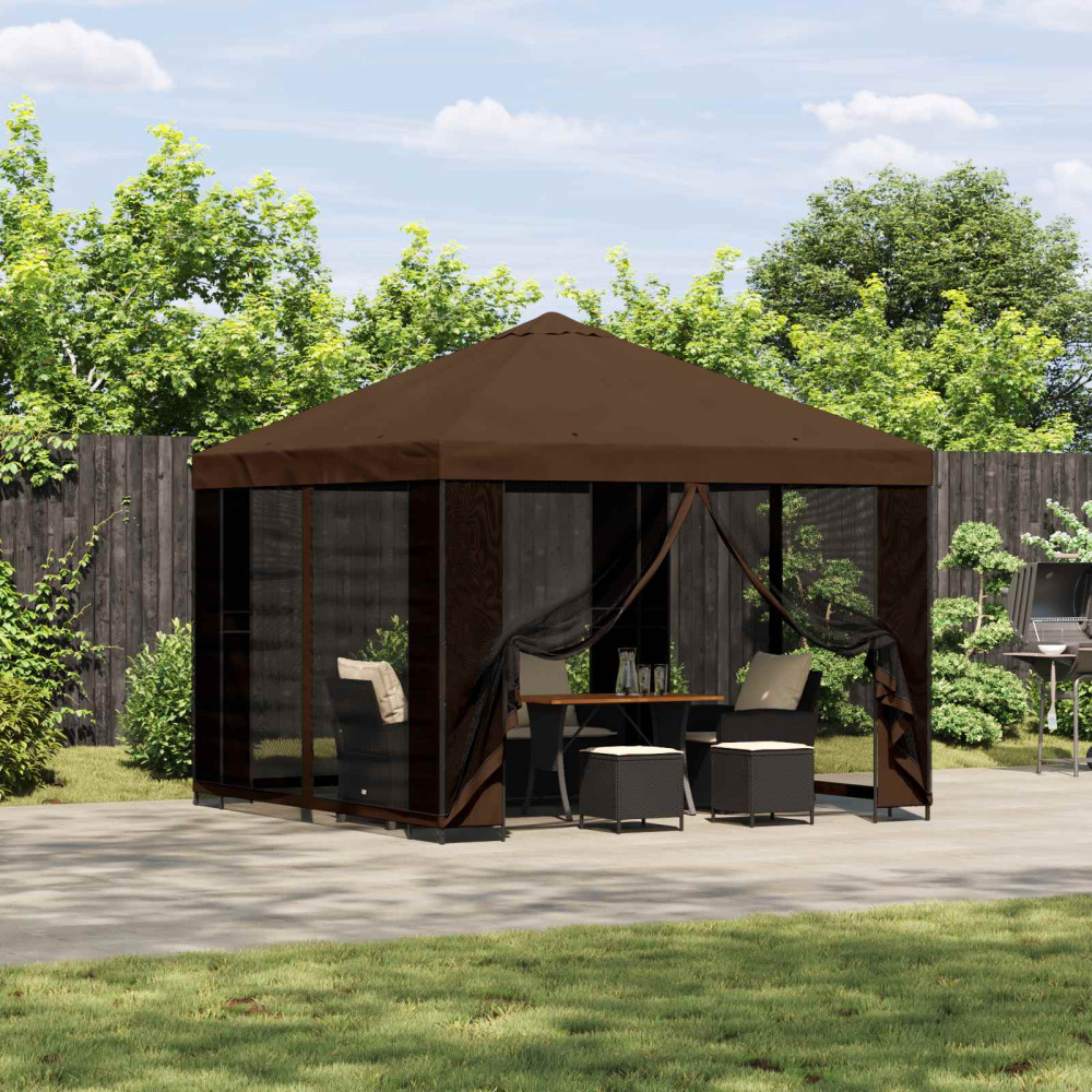 Produktbild för Paviljong 3 x 3 m Brun Polyester och Stål 190 gsm