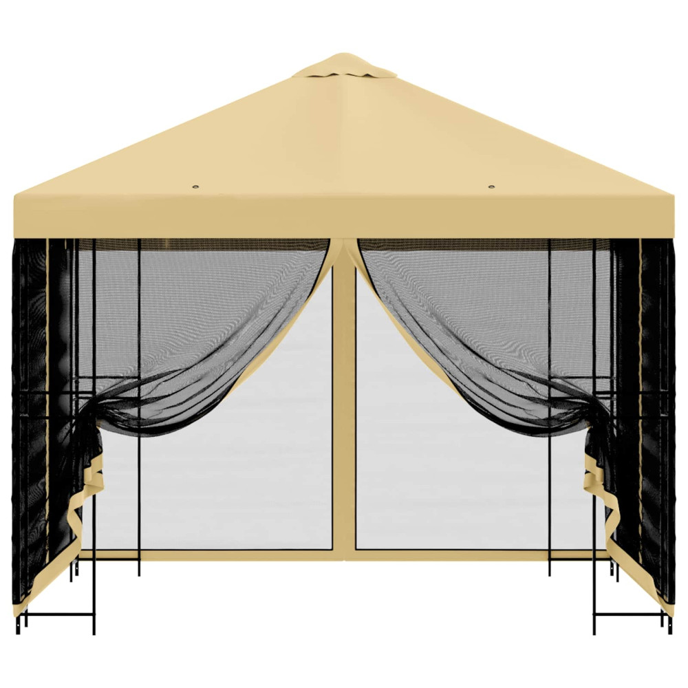 Produktbild för Trädgårdsgazebo med sidoväggar 3 x 3 m Gräddvit