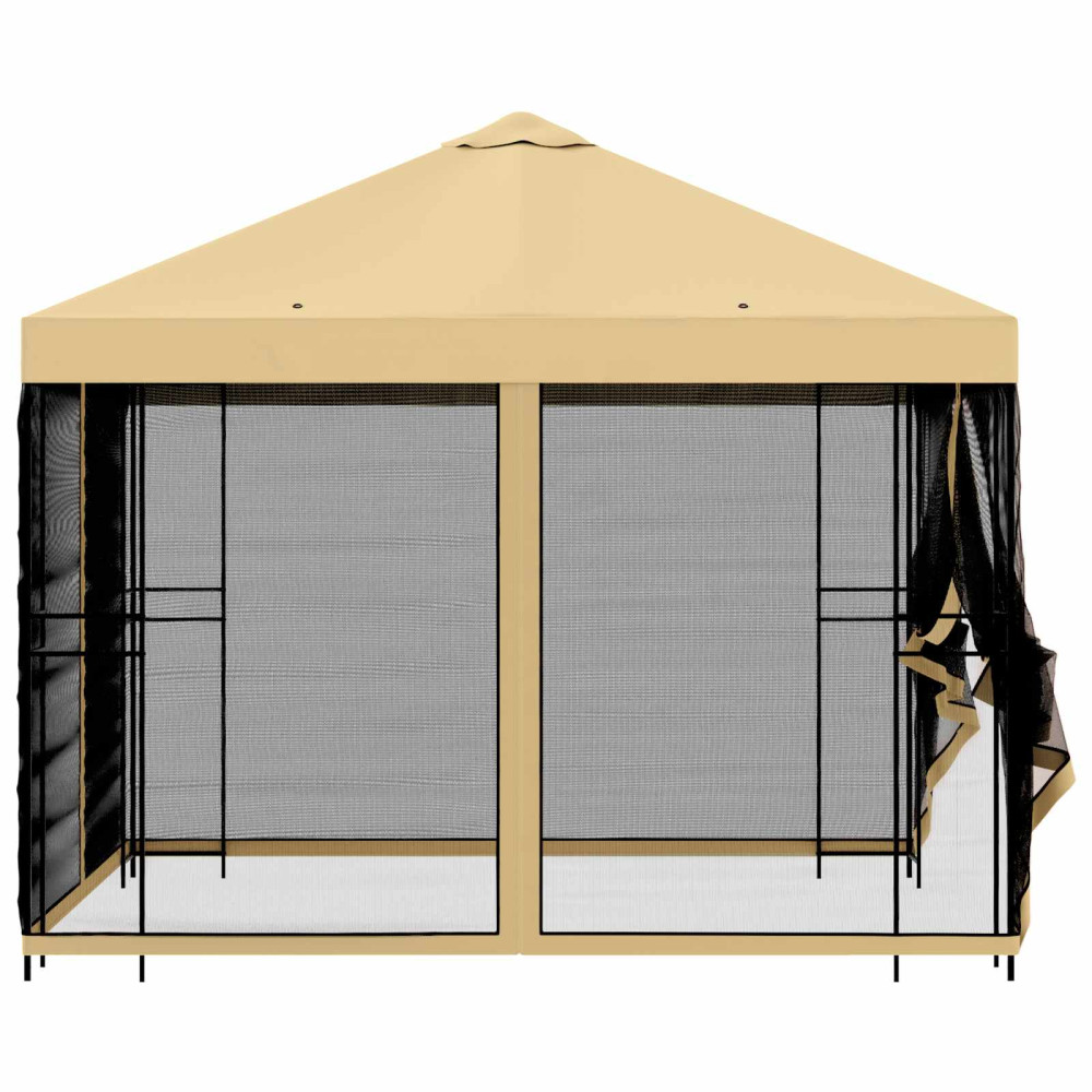 Produktbild för Trädgårdsgazebo med sidoväggar 3 x 3 m Gräddvit