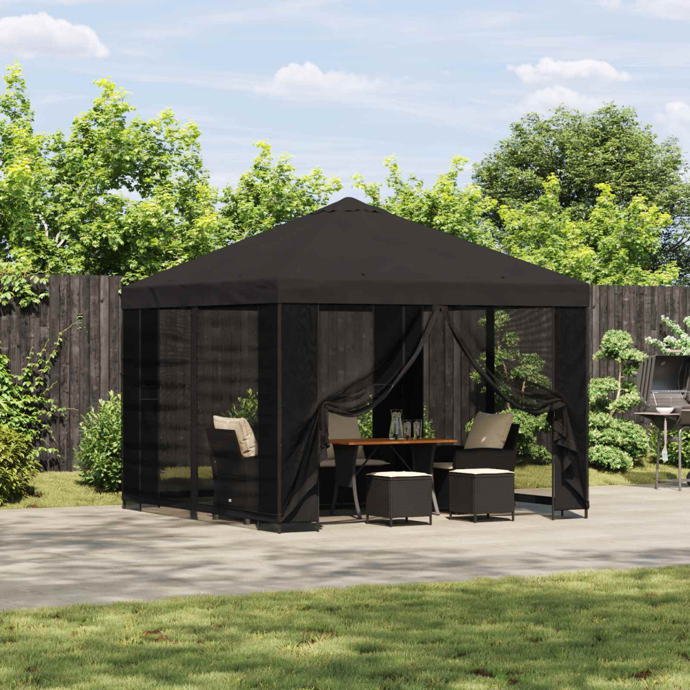 Produktbild för Trädgårdsgazebo med sidoväggar 3 x 3 m Antracit