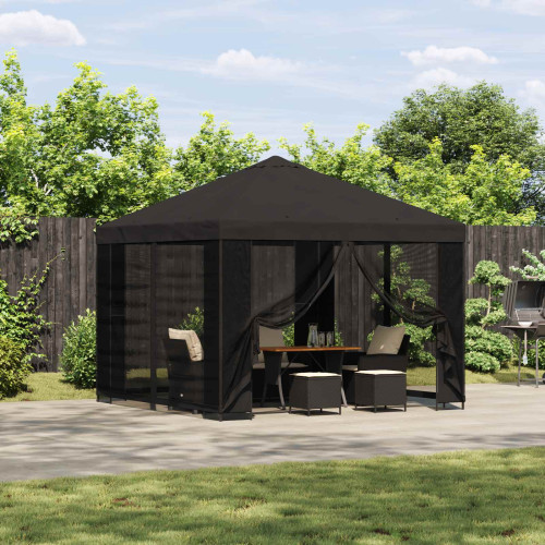 vidaXL Trädgårdsgazebo med sidoväggar 3 x 3 m Antracit