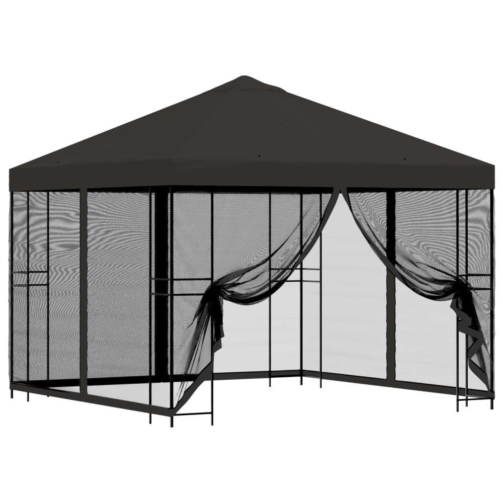 Produktbild för Trädgårdsgazebo med sidoväggar 3 x 3 m Antracit