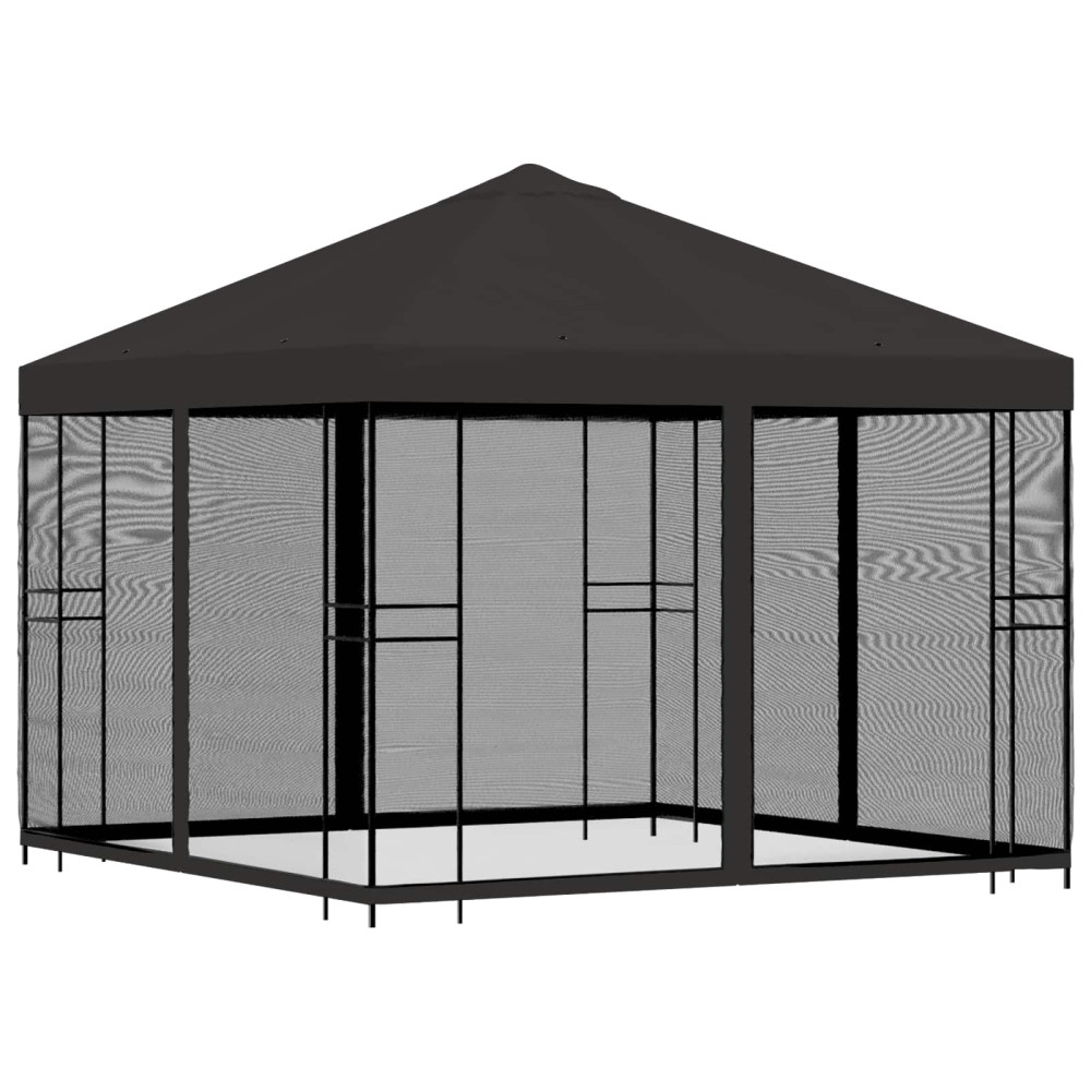 Produktbild för Trädgårdsgazebo med sidoväggar 3 x 3 m Antracit