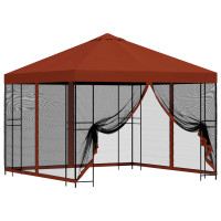 Produktbild för Trädgårdsgazebo med sidoväggar 3 x 3 m Terracotta