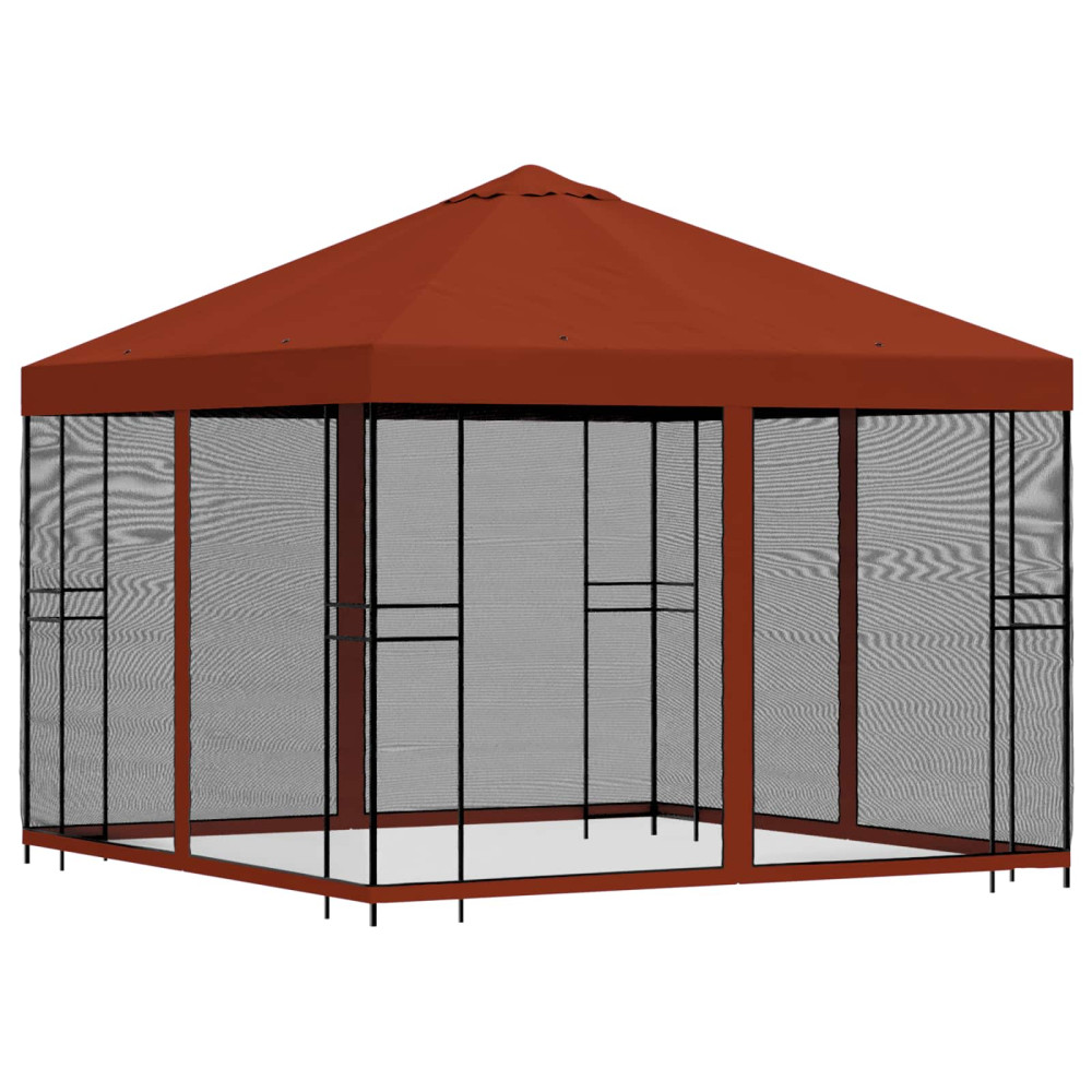 Produktbild för Trädgårdsgazebo med sidoväggar 3 x 3 m Terracotta