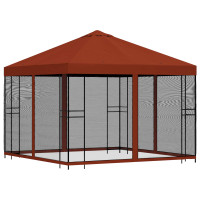 Produktbild för Trädgårdsgazebo med sidoväggar 3 x 3 m Terracotta