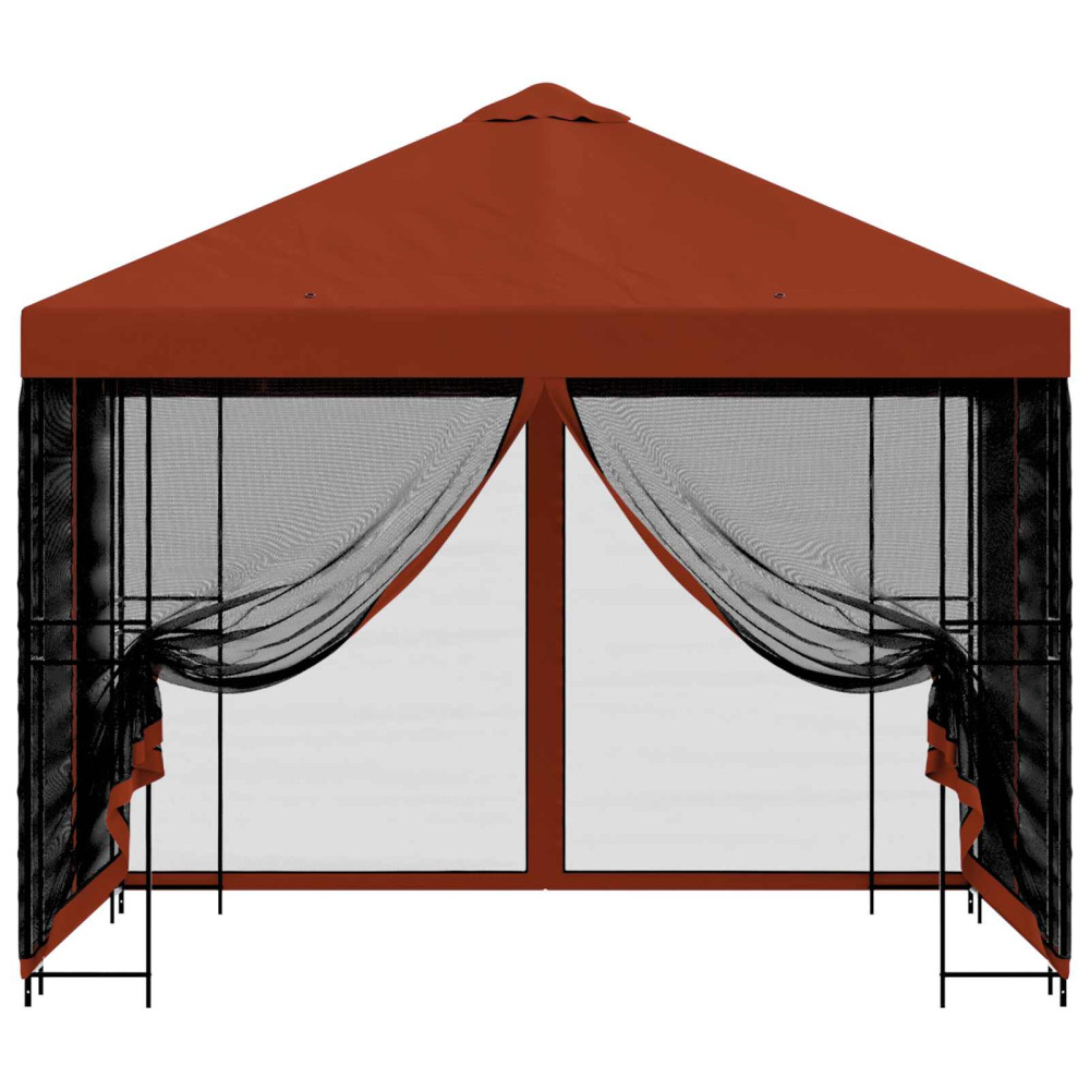 Produktbild för Trädgårdsgazebo med sidoväggar 3 x 3 m Terracotta