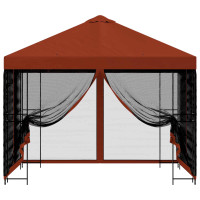 Produktbild för Trädgårdsgazebo med sidoväggar 3 x 3 m Terracotta