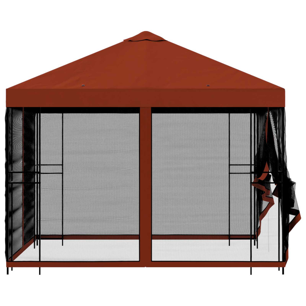 Produktbild för Trädgårdsgazebo med sidoväggar 3 x 3 m Terracotta