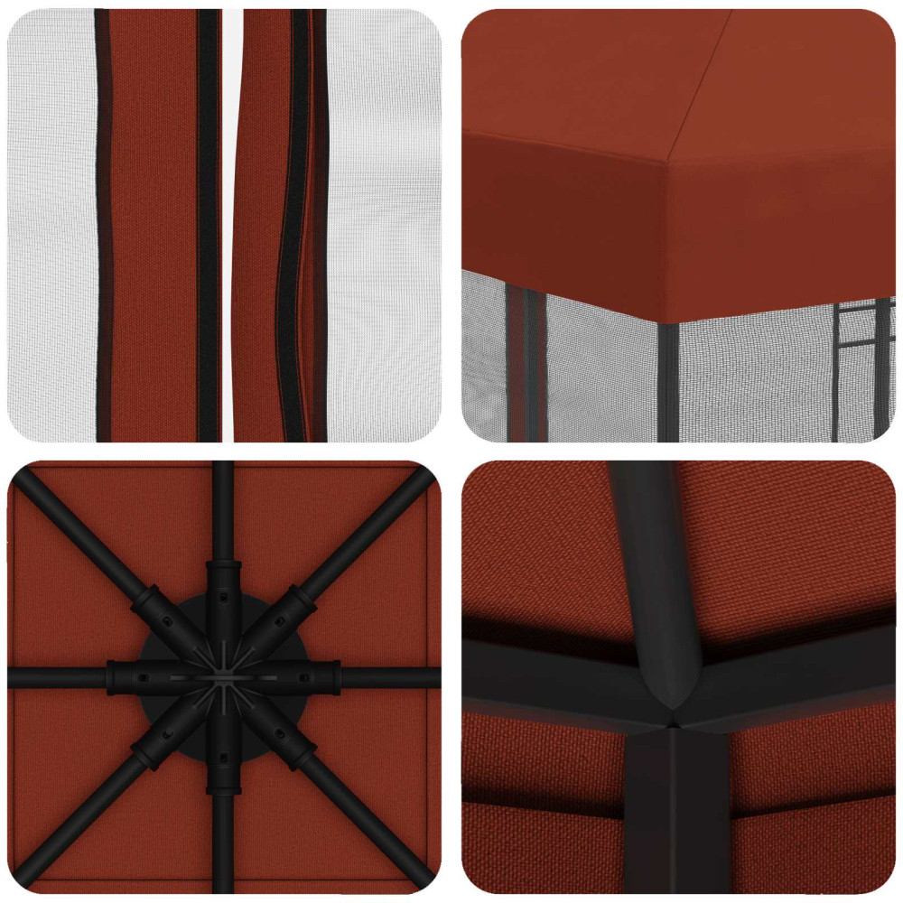 Produktbild för Trädgårdsgazebo med sidoväggar 3 x 3 m Terracotta